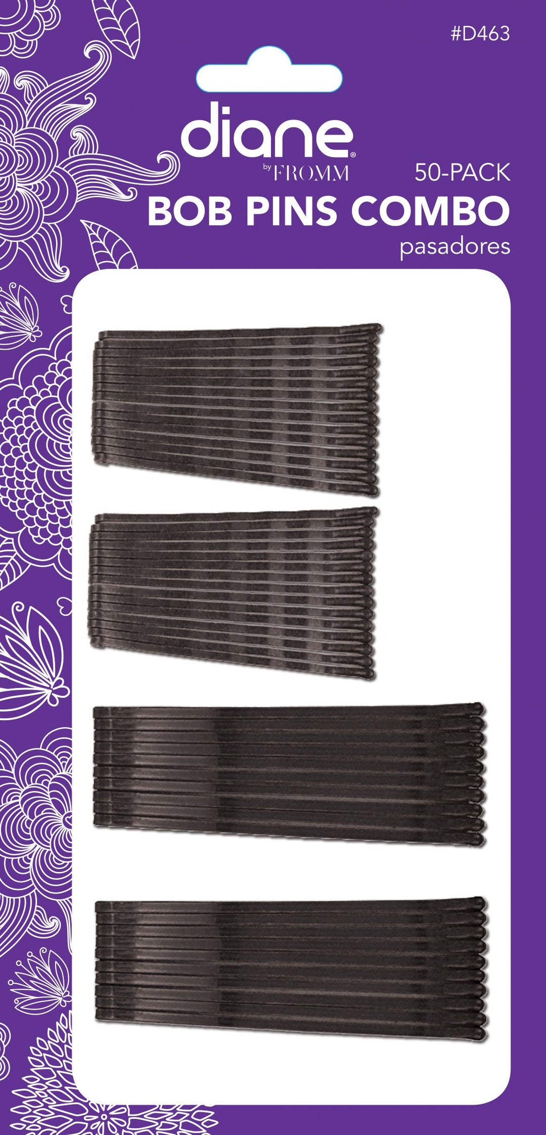 Combo Bob Pins, Black, 50 count