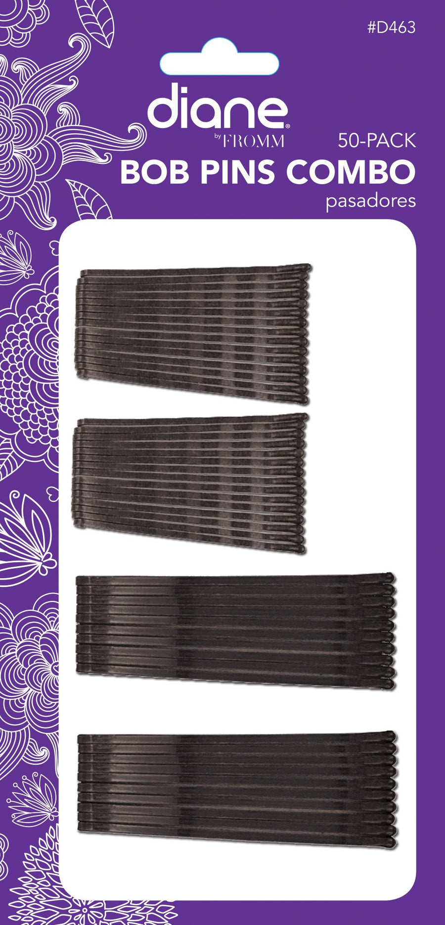 Combo Bob Pins, Black, 50 count