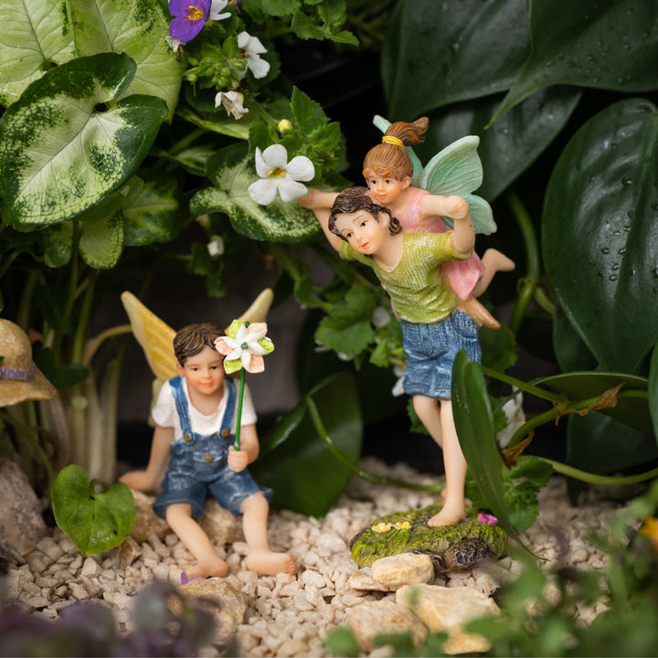 Fairies Garden Fairies, with Fairy Garden Accessories - Boy & Girl Garden Fairies - Fairy Garden Kit - Figurines for Miniature Garden - 4 Pieces