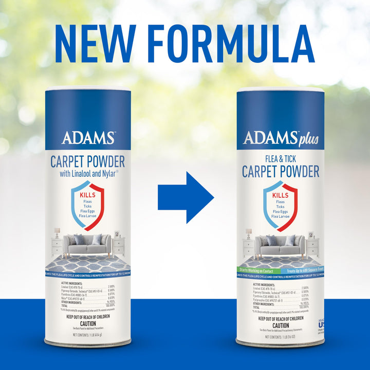 ADAMS Plus Carpet Powder, Kills Fleas and Ticks On Contact, Kills All Stages of the Flea Life Cycle, 30 Day Protection, Freshens and Deodorizes, Treats Up to 400 Sq Ft, 1LB