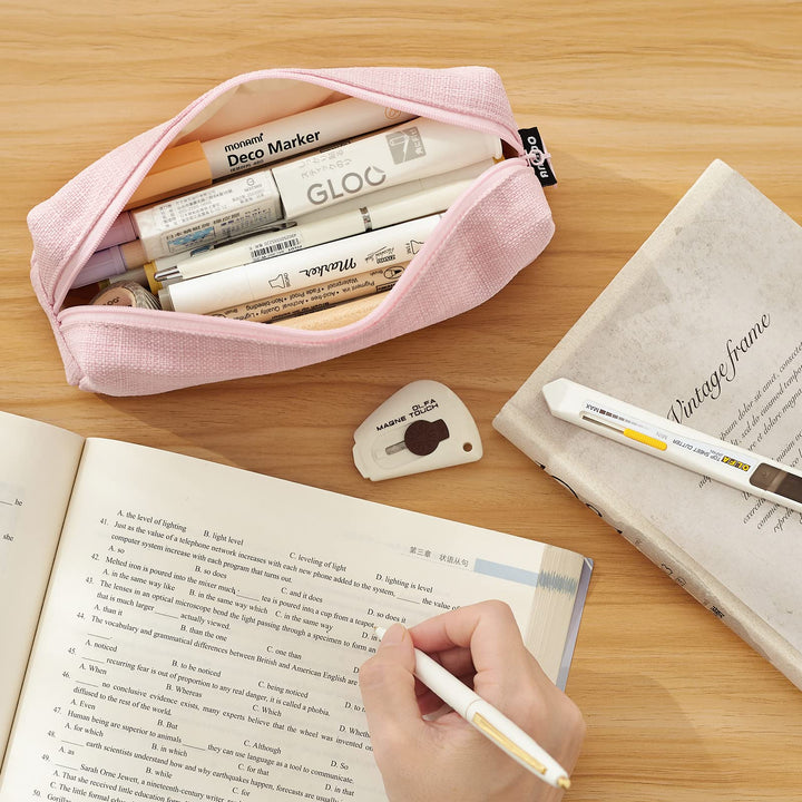 Small Pencil Case Student Pencil Pouch Coin Pouch Cosmetic Bag Office Stationery Organizer for Teen School-Pink
