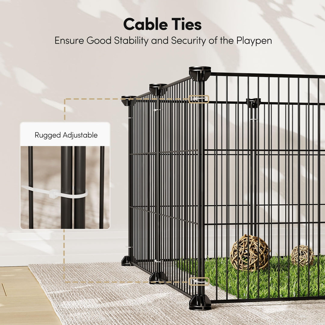 Pet Playpen, Dog Puppy Cat Pen, Small Animal Cage Indoor Portable Metal Wire Yard Fence for Small Animals, Guinea Pigs, Rabbits Kennel Crate Fence Tent Black 15 X 12 Inches (28 Panels)