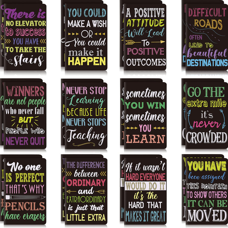 Inspirational Notepads Mini Motivational Notebook Small Pocket Journal Notepads Inspiring Notebook for School Office Travel Present Supplies, 12 Styles (Classic Style,24 Pieces)