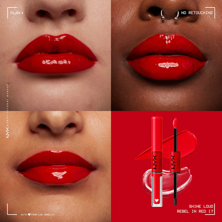 PROFESSIONAL MAKEUP Shine Loud, Vegan High-Shine Long-Lasting Liquid Lipstick - Rebel In Red