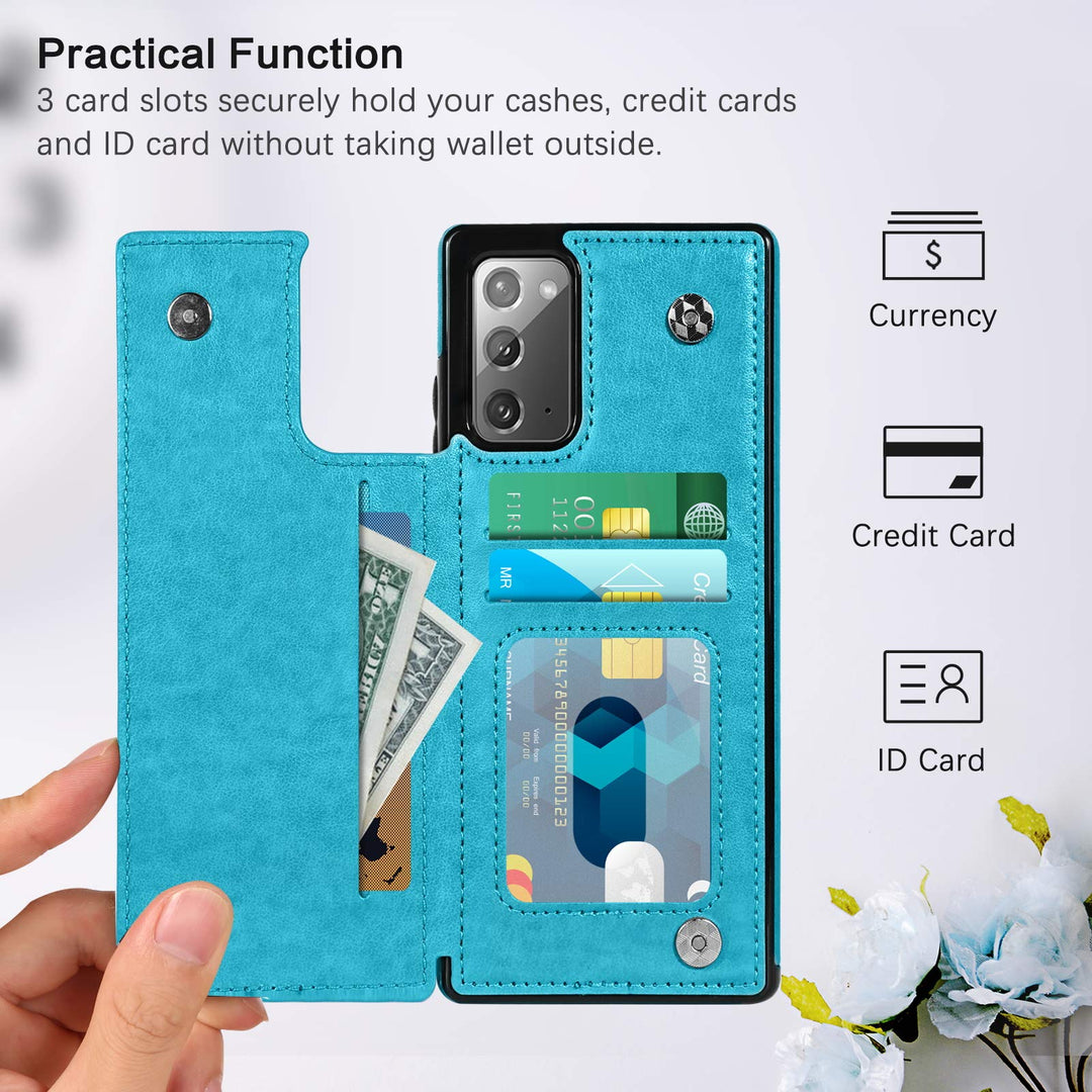 for Samsung Galaxy Note 20 Wallet Case 5G, PU Leather Heavy Duty Rugged Shockproof Protective Cases with Card Slots Cash Holder Phone Case for Samsung Galaxy Note 20 6.7 2020 -Blue