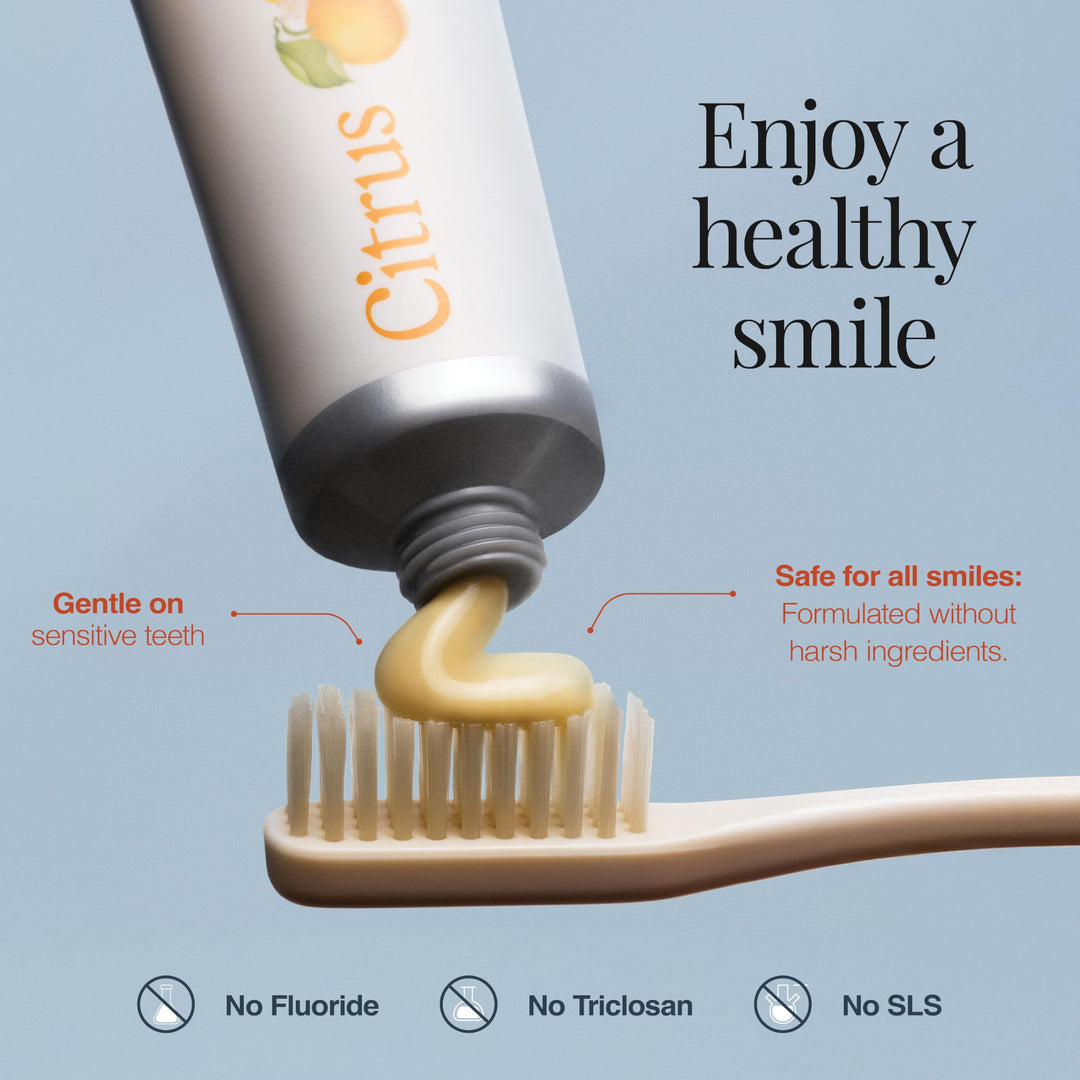Toothpaste | Fluoride-Free Prebiotic Citrus Tooth Gel | No SLS, Gluten Free, Dye Free, GMO Free, No Sweeteners | Non-Toxic, Kid Approved