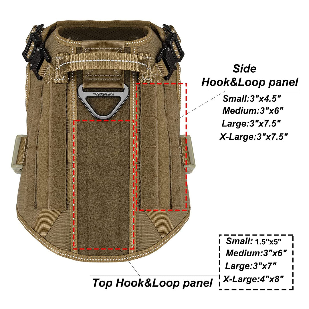 Tactical Dog Harness,Medium Size, 2X Metal Buckle,Working Dog MOLLE Vest with Handle,No Pulling Front Leash Clip,Hook and Loop Panel