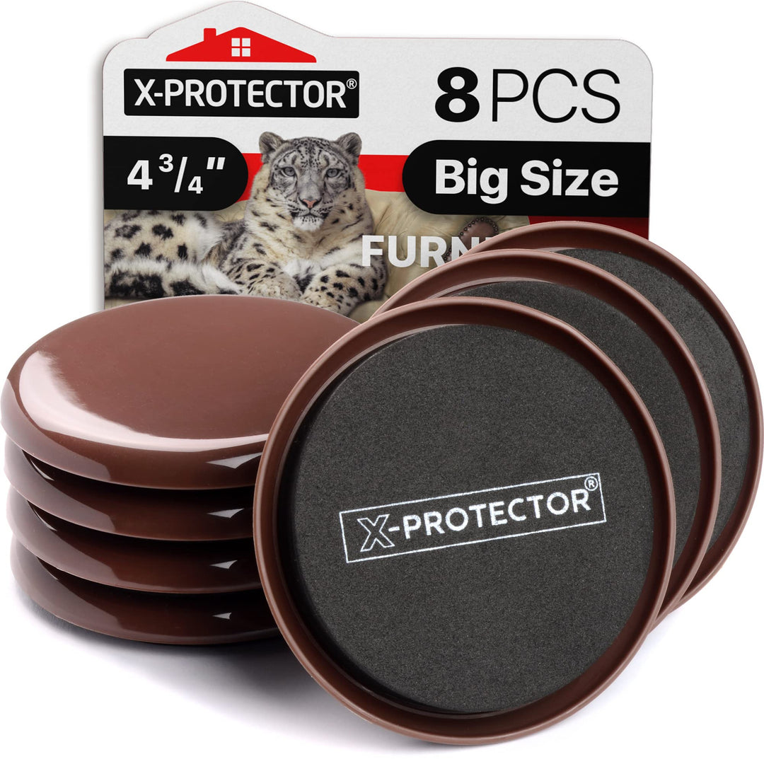 Furniture Sliders for Carpet X-PROTECTOR - 8 PCS Best Heavy Moving Pads 4 3/4 - Sliders for Furniture. Move Your Furniture Easy with Reusable Furniture Movers Sliders for Carpets!