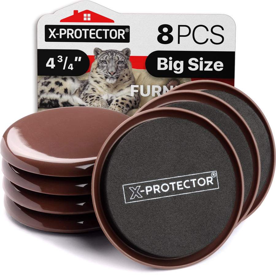 Furniture Sliders for Carpet X-PROTECTOR - 8 PCS Best Heavy Moving Pads 4 3/4 - Sliders for Furniture. Move Your Furniture Easy with Reusable Furniture Movers Sliders for Carpets!