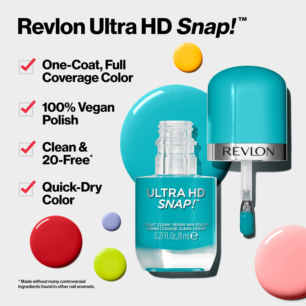 Ultra HD Snap Nail Colors, Natural Rich Glossy Nail Polish, 100% Vegan Formula, No Base and Top Coat Needed, 018 Keep Cool, 0.27 fl. Oz.