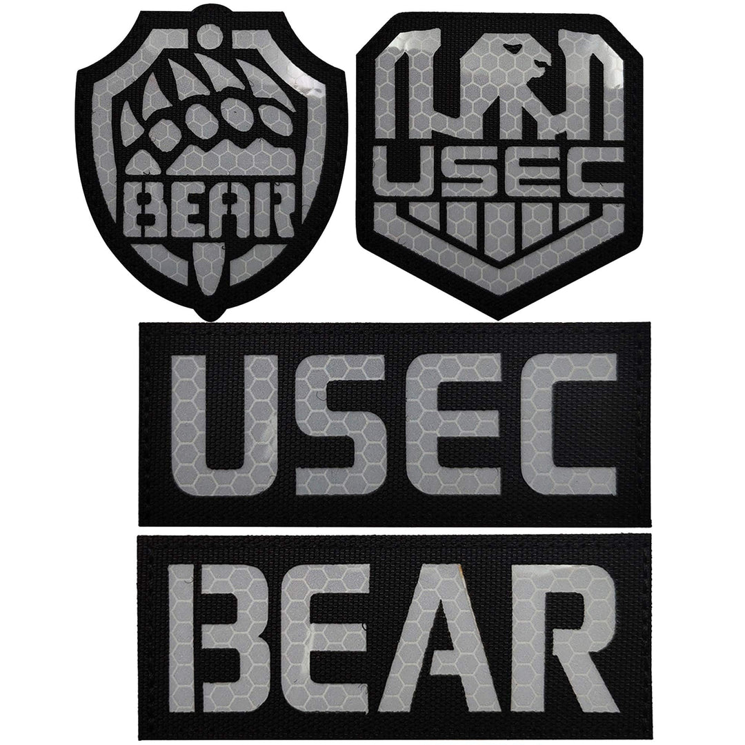 4 Pack Russia Escape from Tarkov Bear USEC IR Infrared Reflective Patch - Tactical Military Badges Decorative Appliques - Hook and Loop Fastener Backing
