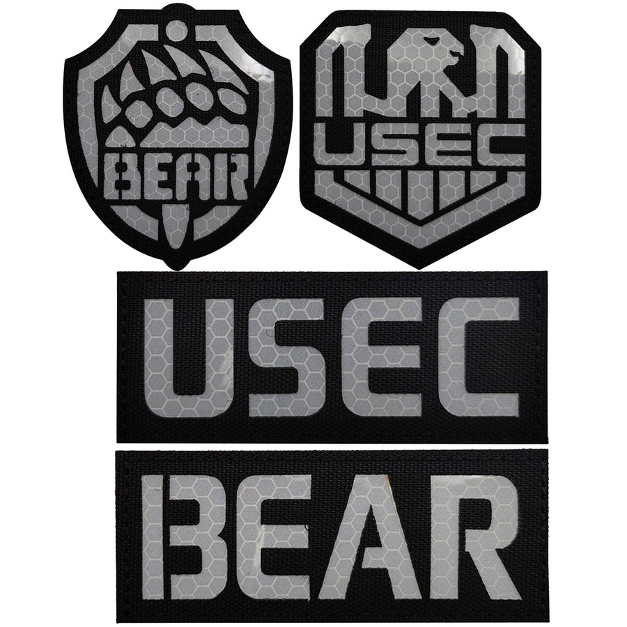 4 Pack Russia Escape from Tarkov Bear USEC IR Infrared Reflective Patch - Tactical Military Badges Decorative Appliques - Hook and Loop Fastener Backing