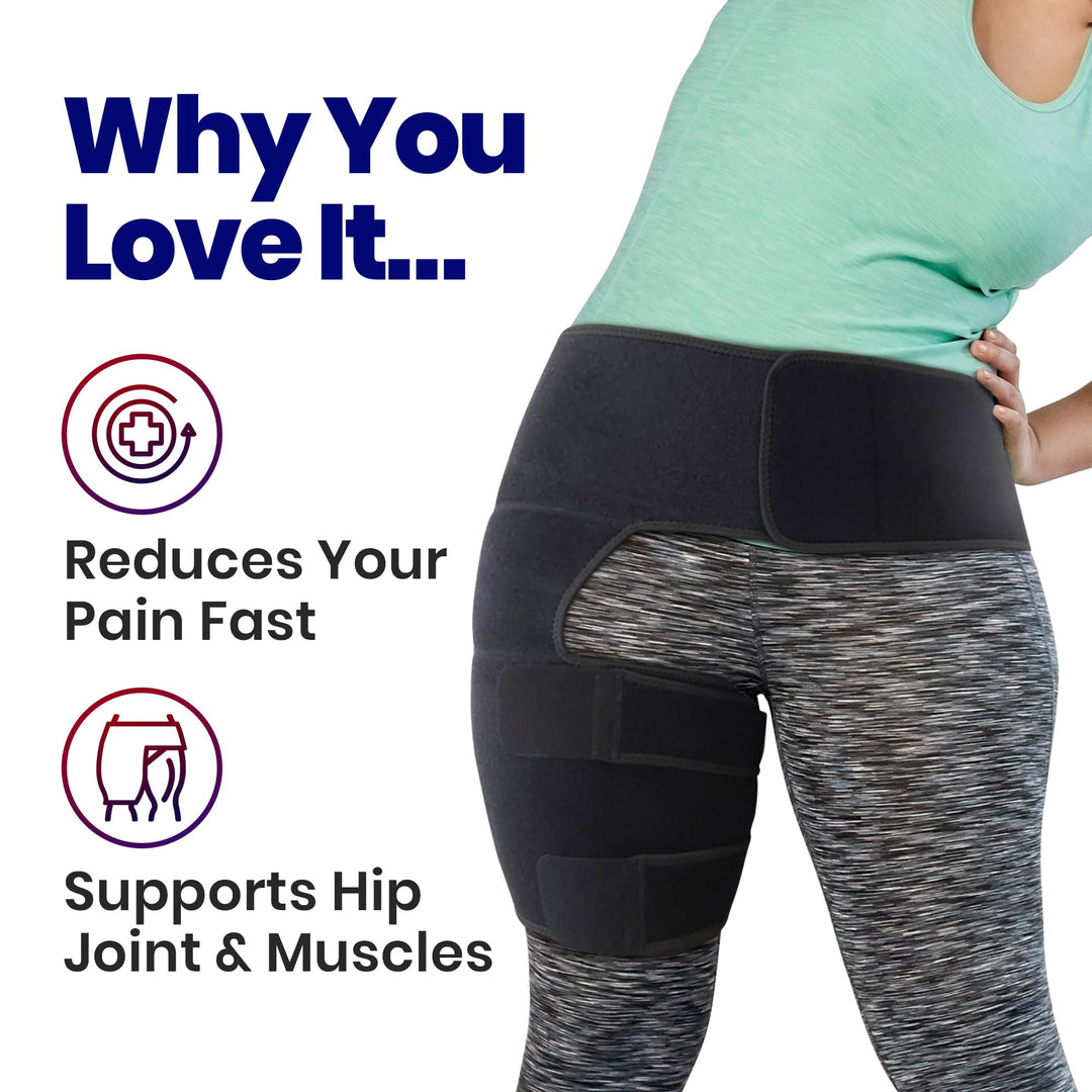 Plus Size Hip Brace Thigh Compression Sleeve | Hip Sciatica Pain Relief Device Brace | Hamstring Groin Compression Sleeve Wrap | Sciatic Nerve Relief | Hip Support Brace for Women & Men | X-LG / LEFT