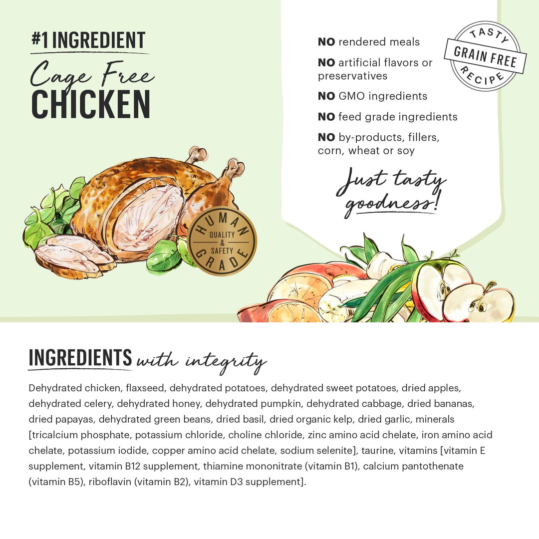 Human Grade Dehydrated Grain Free Dog Food – Complete Meal or Dog Food Topper – Chicken 2 lb (makes 8 lbs)