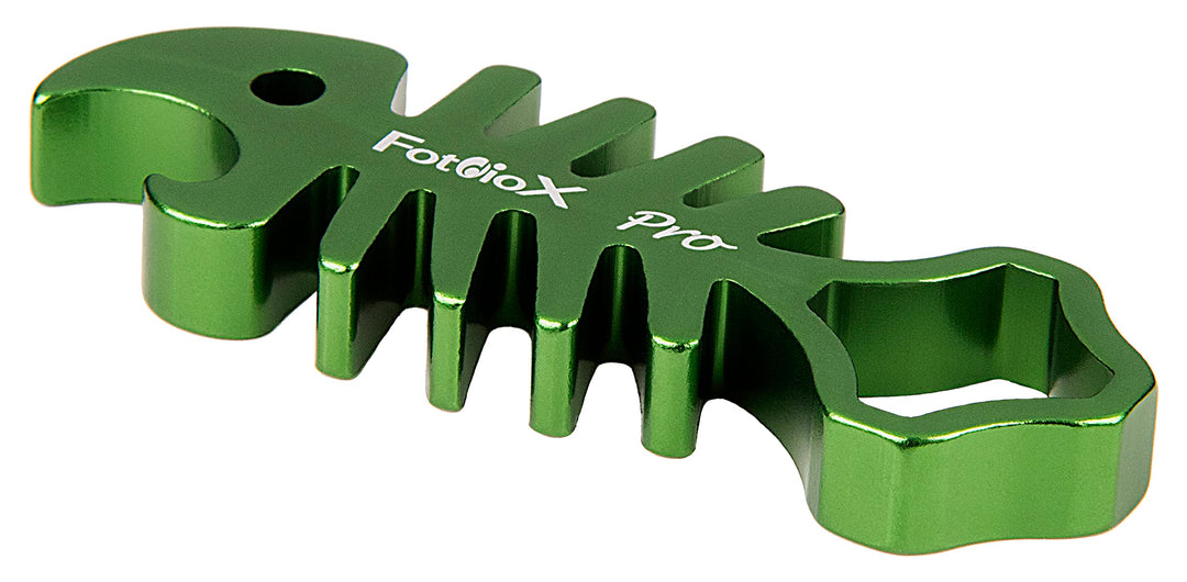 Pro GoTough Sharkbite - Green Aluminum Metal GoTough Wrench for Tightening GoPro Mounting Knobs, Screws and Bolts; Shark Styled Wrench with Bottle Opener