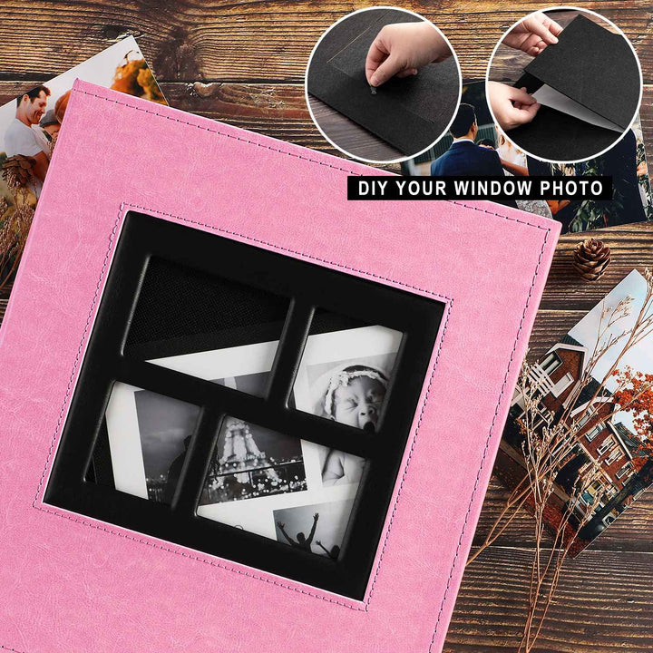 Photo Album 4x6 600 Pockets Photos, Extra Large Capacity Family Wedding Picture Albums Holds 600 Horizontal and Vertical Photos Pink
