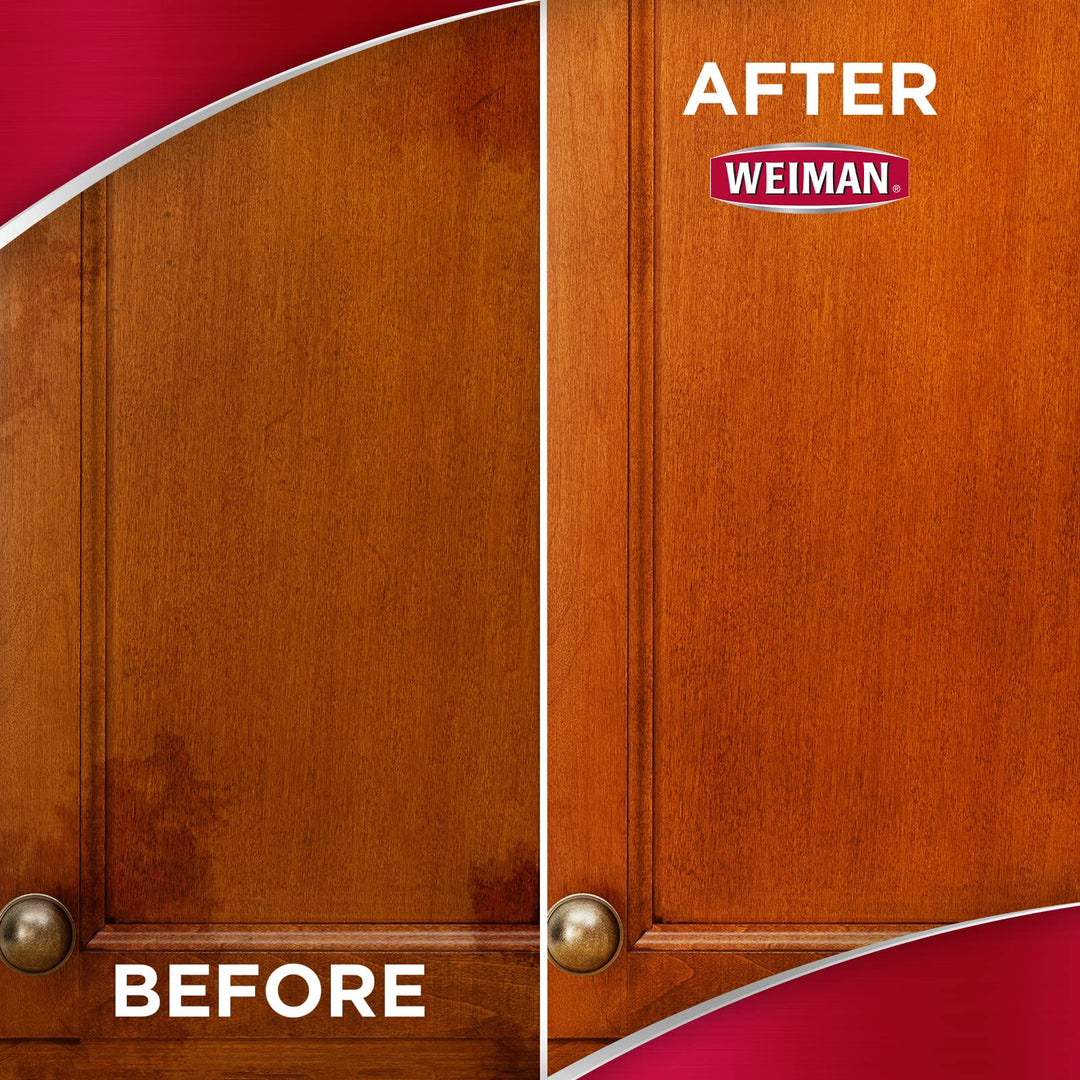 Cabinet & Wood Clean & Shine Spray - Furniture, Kitchen Cabinets, Baseboard & Trim, Fresh Almond Scent - Microfiber Cloth Included