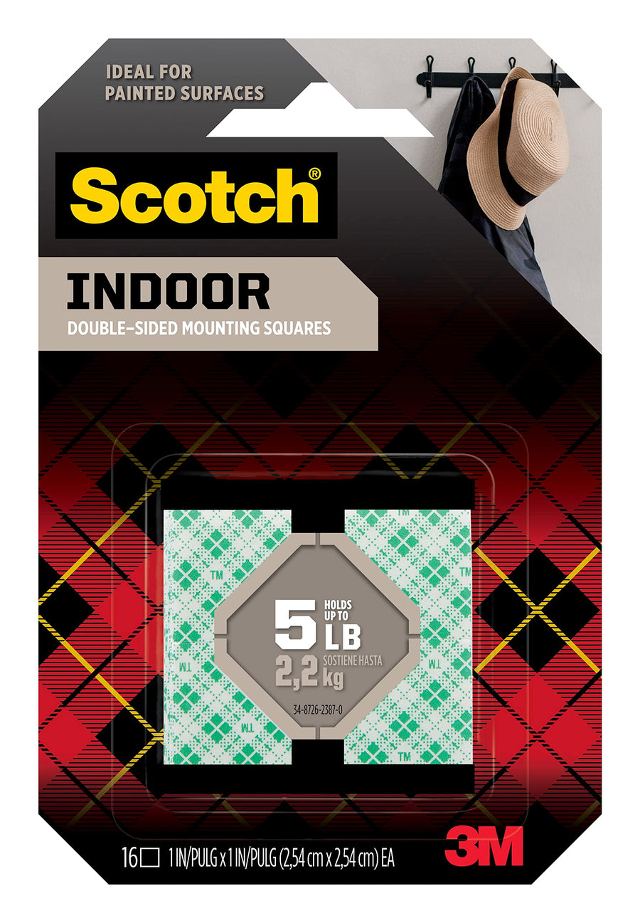 3M 111 Heavy Duty 1-Inch Mounting Squares, 16-Squares