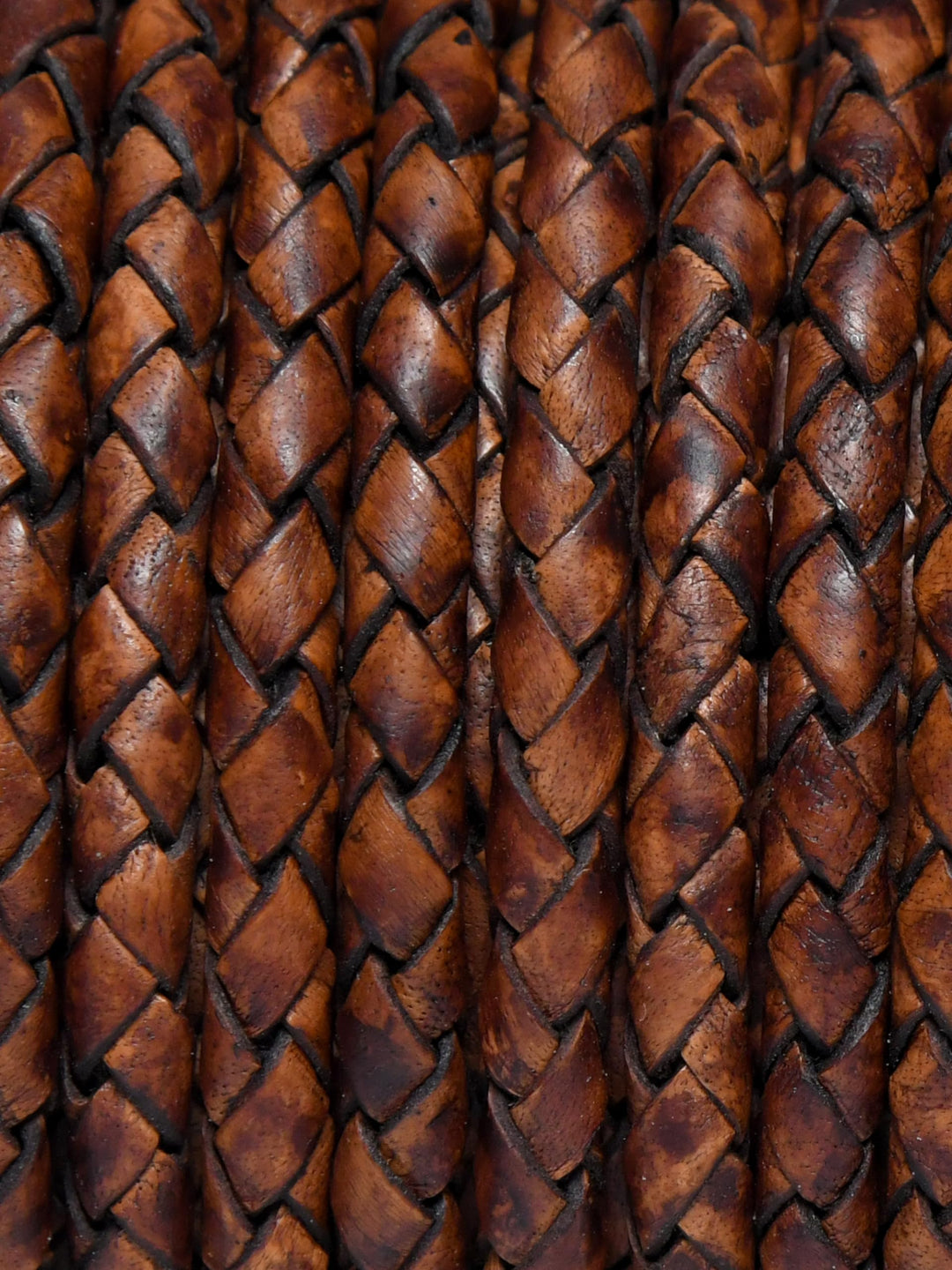 Round Braided Genuine Leather String Bolo Cord, Rope for Jewelry Making, Necklaces, Bracelets, Wraps, Crafts and Hobby Projects (Distressed Dark Brown, 5 MM 5.46 Yards = 5 MTR Spool)