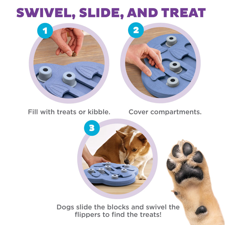 by Nina Ottosson Dog Hide N' Slide Treat Puzzle Enrichment Toy, Level 2 Intermediate, Purple, Composite