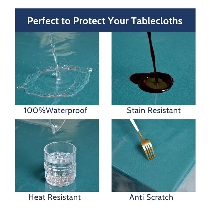 100% Waterproof Clear Plastic Tablecloth, Vinyl Rectangle PVC Table Cloths Protector Spill Oil Proof Wipe Clean Transparent Table Cover for Dining/Camping/Parties - 54 x 78, Crystal Clear