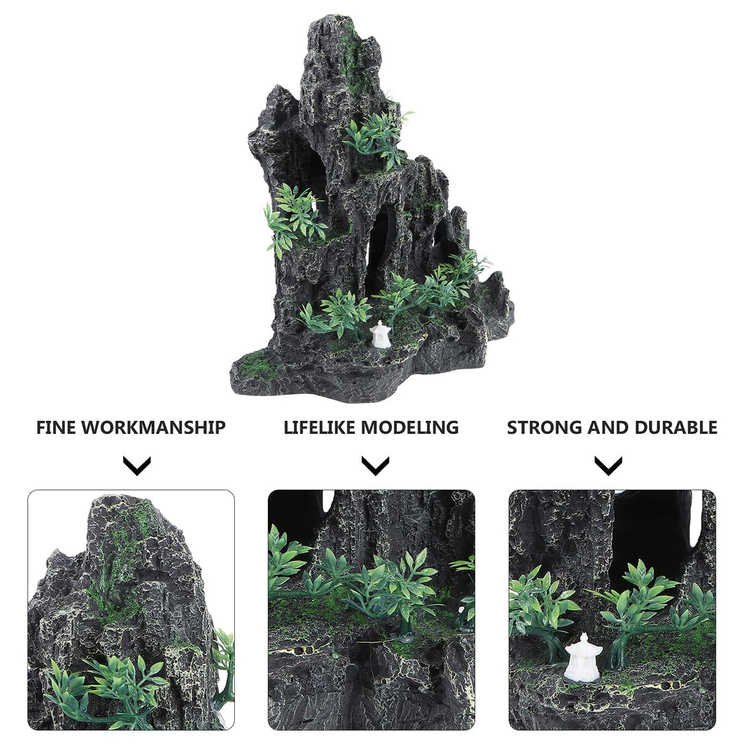 Aquarium Mountain View Stone Large: Ornament Tree Rock Cave Fish Tank Decoration Fish Hiding Cave, Fish Tank Decorations Betta Fish Tank Decor Housewarming