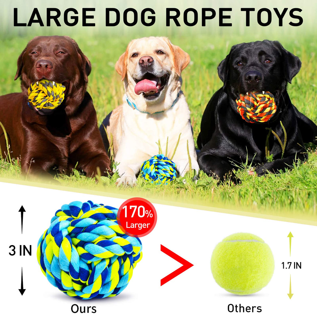 Dog Toys for Aggressive Chewers, Dog Balls for Large Breeds, Heavy Duty Cotton Rope Chew Toys with Tough Twisted for Medium Breeds, 6 Pack Indestructible Chew Toys