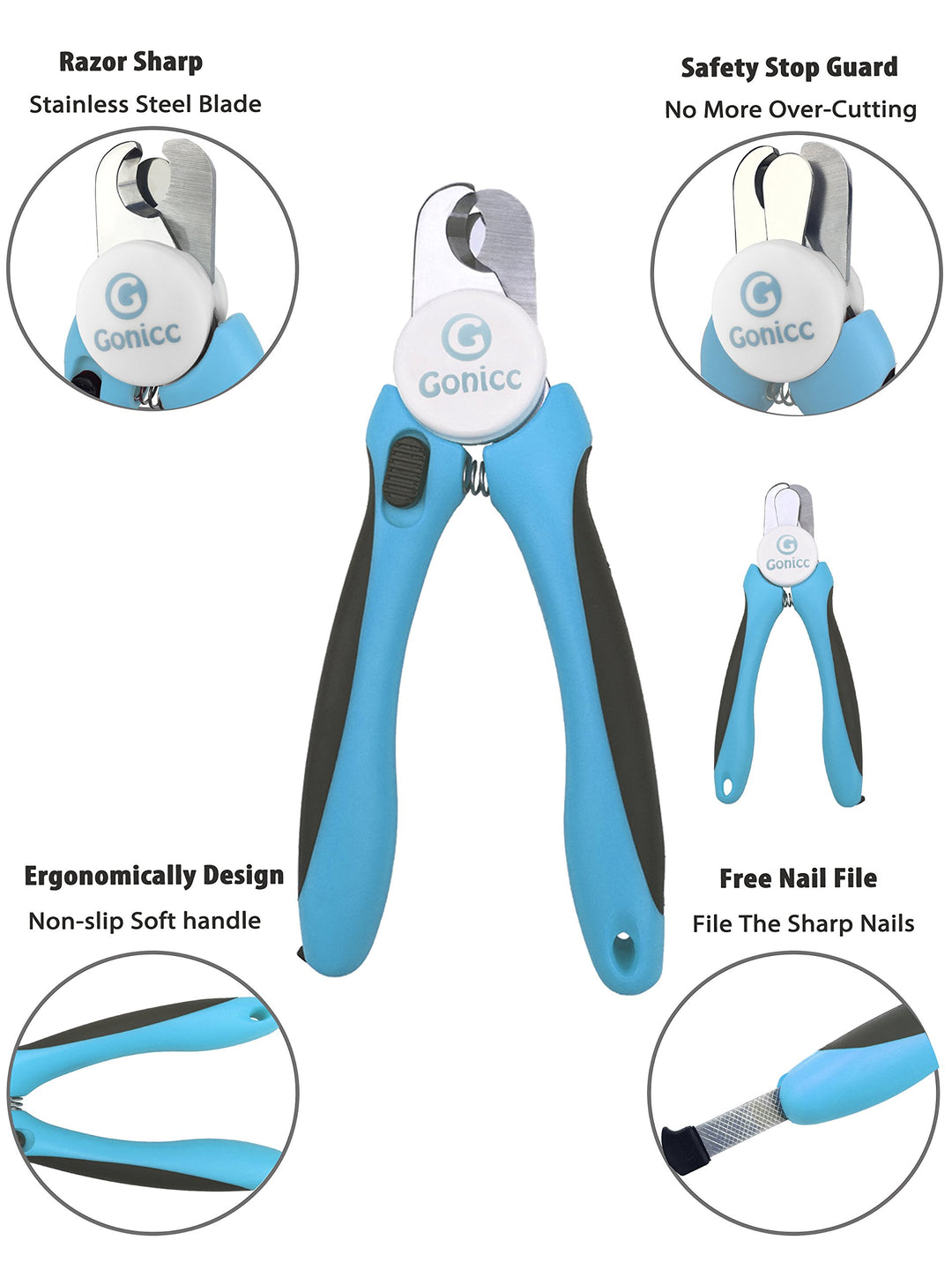 Dog & Cat Pets Nail Clippers and Trimmers - with Safety Guard to Avoid Overcutting, Free Nail File, Razor Sharp Blade - Professional Grooming Tool for Pets