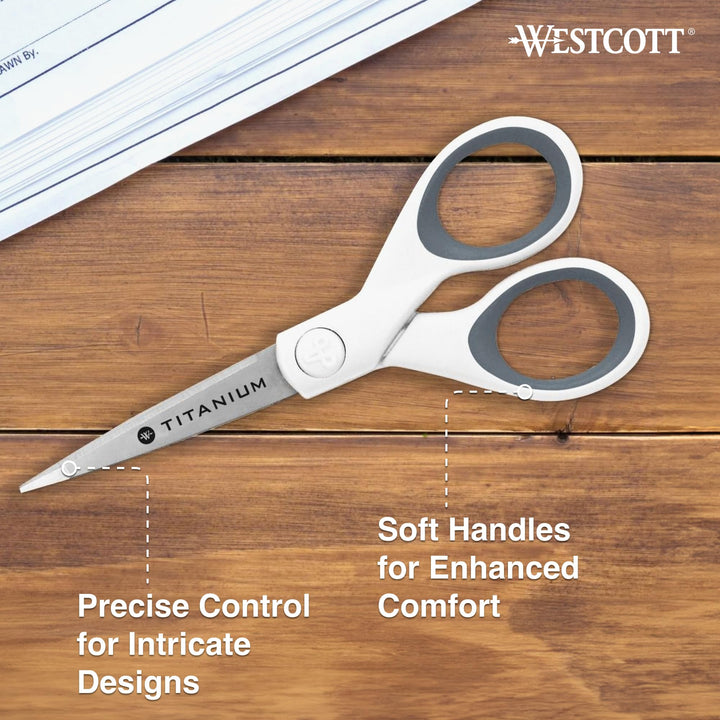 5 Micro-Tip Craft Scissors with Titanium-Bonded Blades for Crafting, Sewing & More