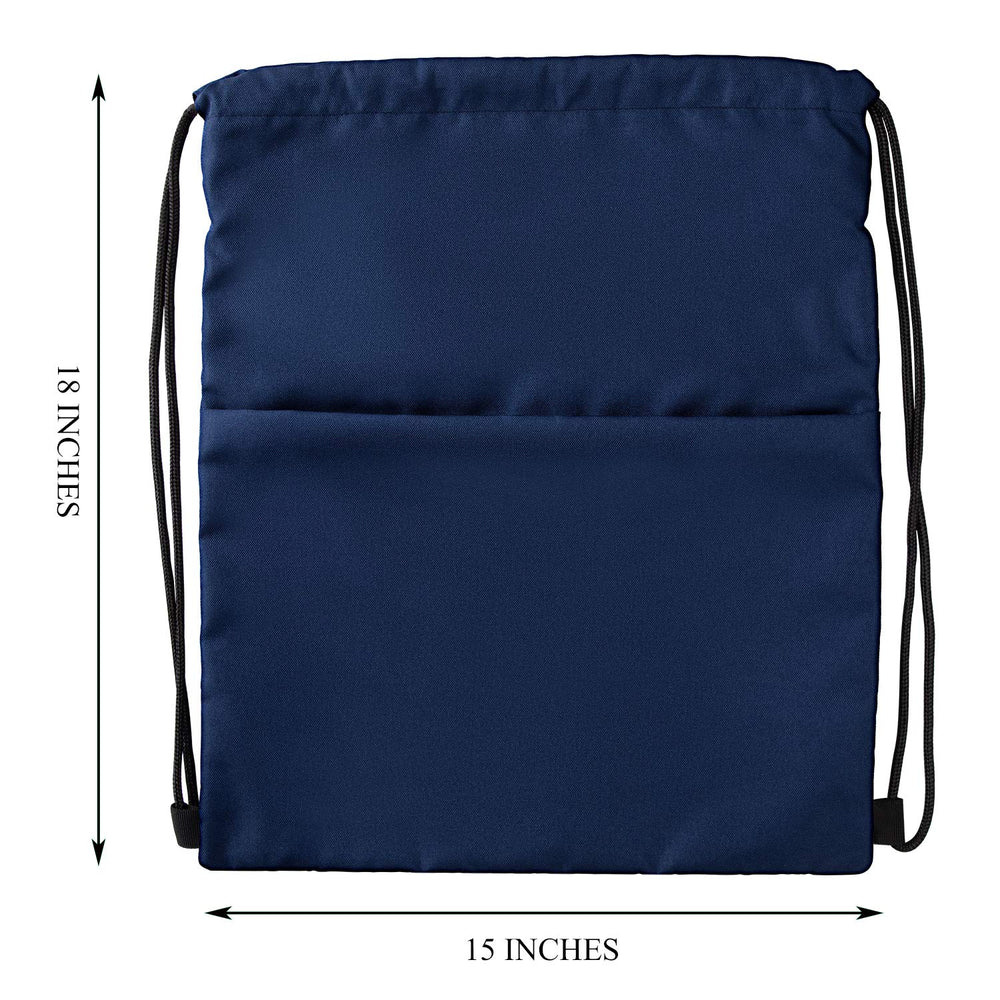 Drawstring Backpack Water Resistant String Bag Sports Sackpack Gym Sack with Side Pocket for Men Women - Navy