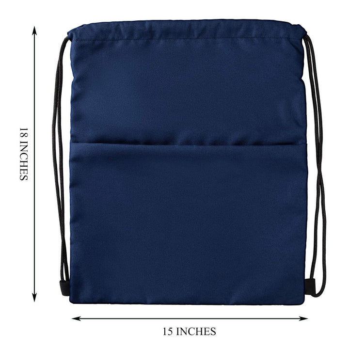 Drawstring Backpack Water Resistant String Bag Sports Sackpack Gym Sack with Side Pocket for Men Women - Navy