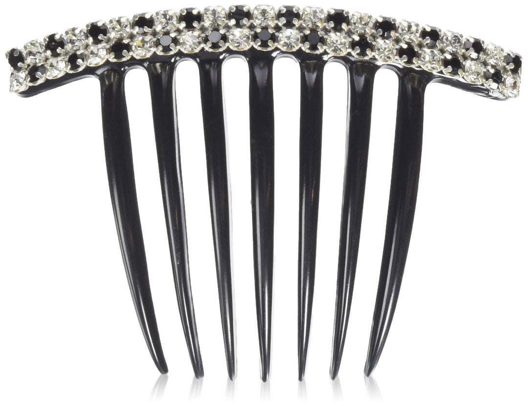 Twist Comb with Jet and Crystal Swarovski Stone, 0.5 Ounce