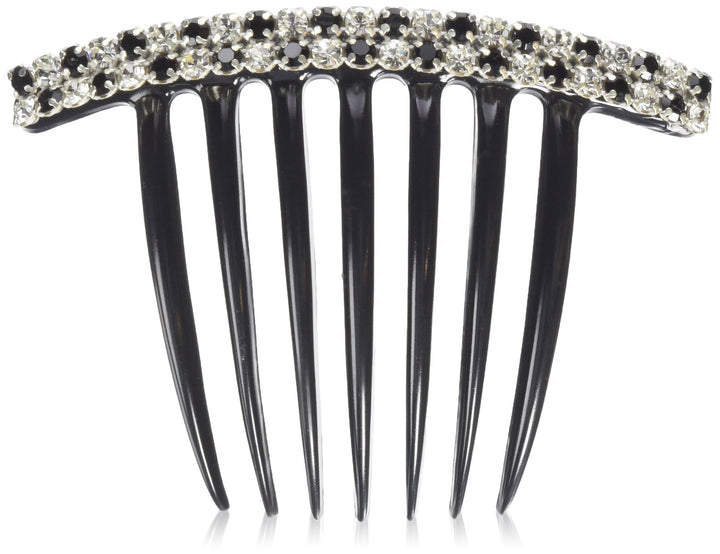 Twist Comb with Jet and Crystal Swarovski Stone, 0.5 Ounce