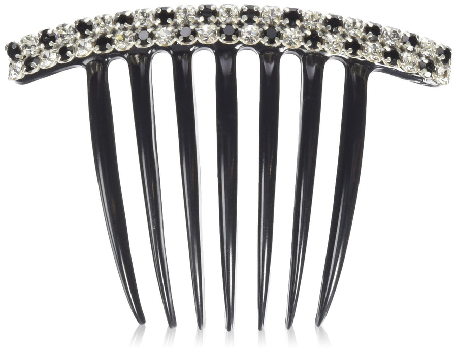 Twist Comb with Jet and Crystal Swarovski Stone, 0.5 Ounce