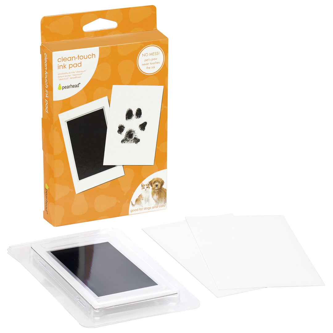 Pet Paw Print Clean Touch Ink Pad and Imprint Cards, Perfect for Cats or Dogs, Black