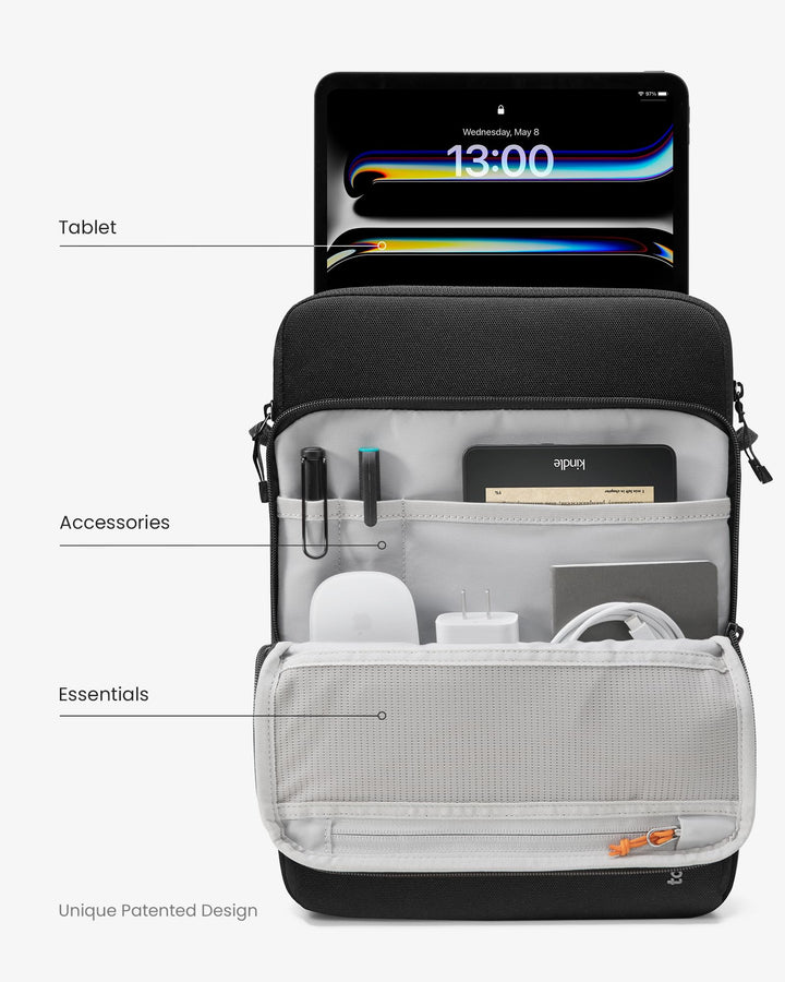 Tablet Shoulder Bag for 13 Inch New iPad Pro M4 & Air M2 2024, 12.9-in iPad Pro M2&M1 with Magic Keyboard and Smart Keyboard Folio, Spill-Water Resistant Cordura Fabric Tablet Sleeve