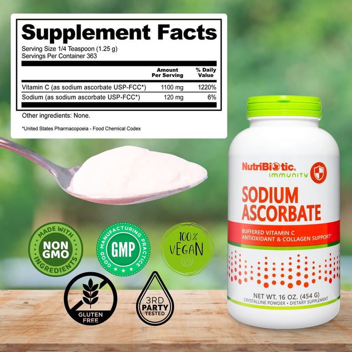 - Sodium Ascorbate Buffered Vitamin C Powder, 16 Oz | Vegan, Non-Acidic & Easier on Digestion Than Ascorbic Acid | Essential Immune Support & Antioxidant Supplement | Gluten & GMO Free