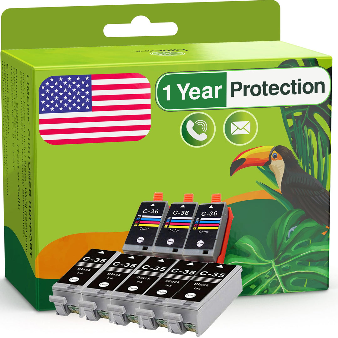 Compatible Ink Cartridge Replacement for Canon PGI-35 & CLI-36 Ink Cartridges Color Set Use for PIXMA iP100 PIXMA iP110 Series Printers 1509b002 1511B002 (5 Black, 3 Color)