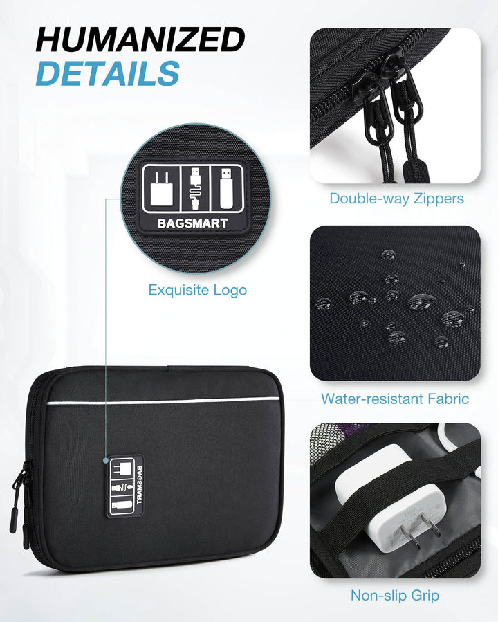 Ecosusi Universal Cable Organizer Electronics Accessories Case Various USB, Phone, Charge, Cable organizer Travel Organizer