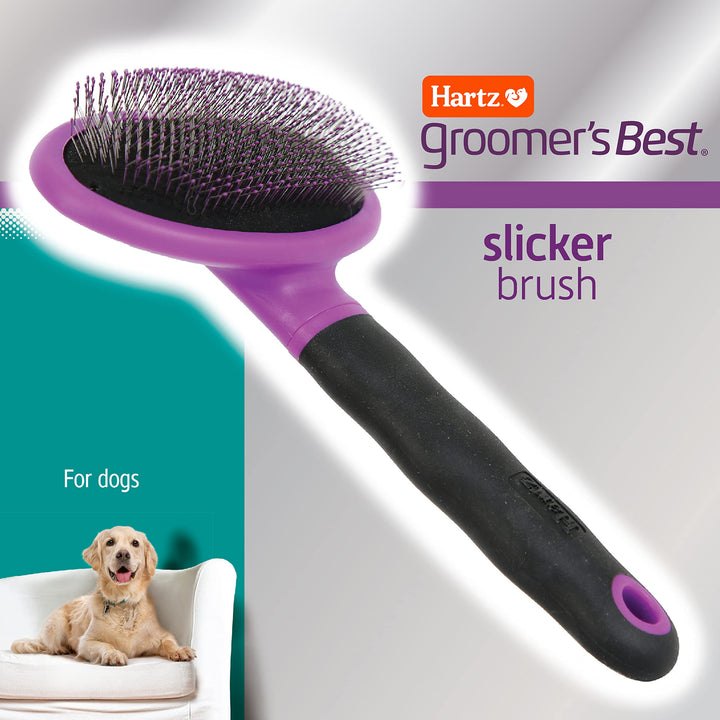 Groomer's Best Deshedding Slicker Dog Brush, Black/Violet, Dogs