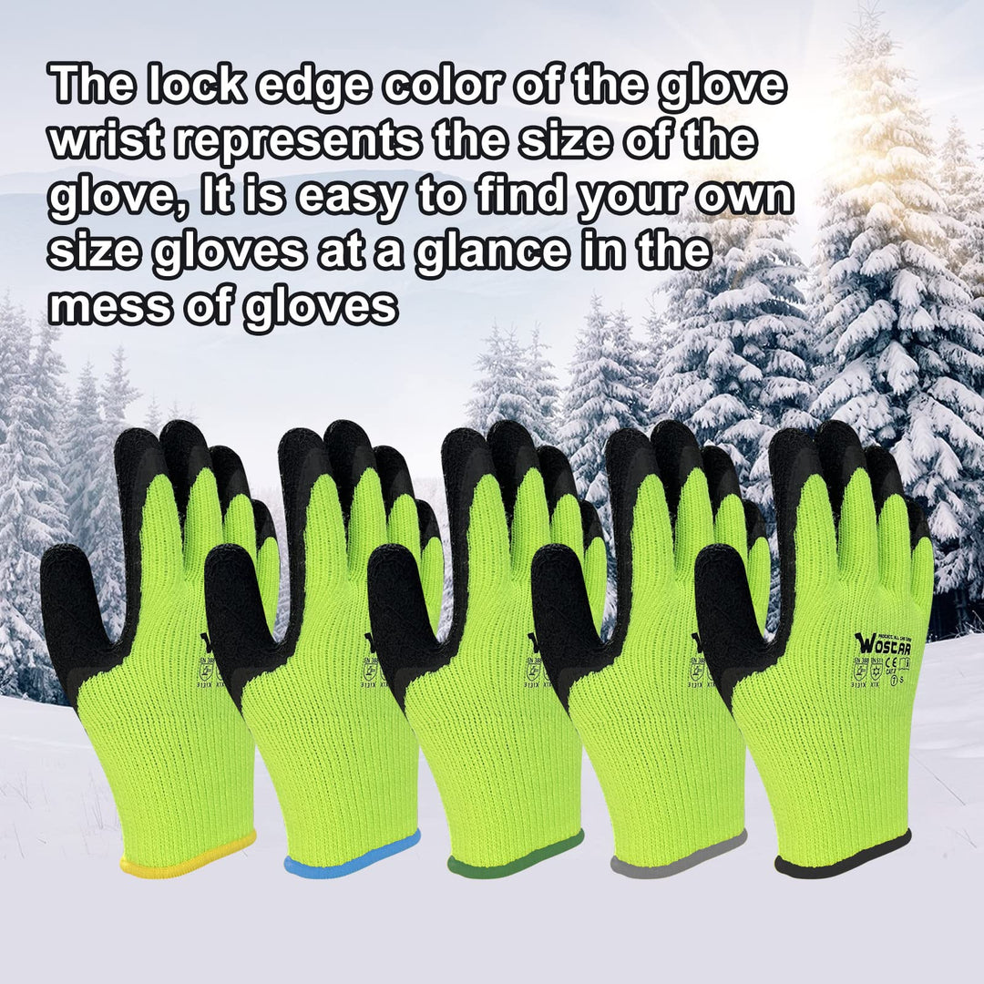 Winter Work Gloves, 2 Pairs Garden Gloves Rubber Coated Fingers Acrylic Terry Inner Keep Hands Warm for Cold Weather Heavy Duty
