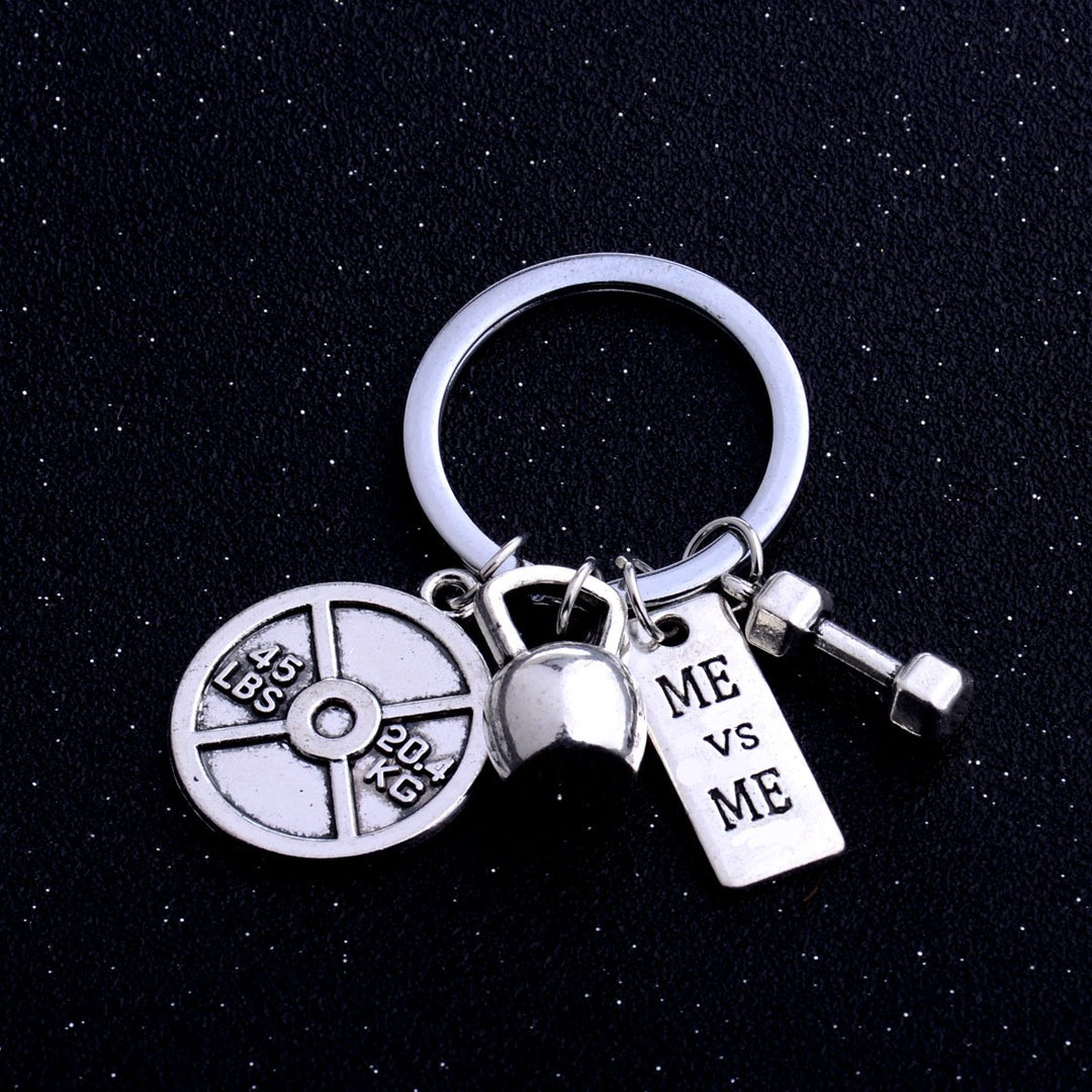 Encouragement Workout Gifts for Women Men Barbell Dumbell Kettlebell Sports Charms Me VS Me Keychain