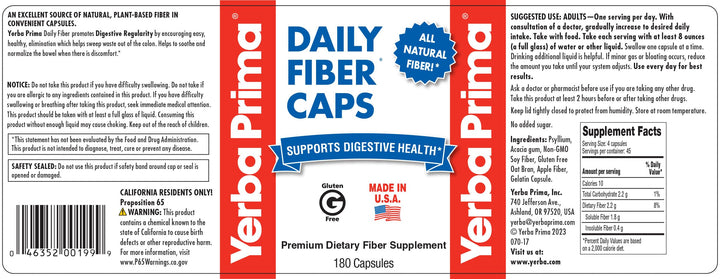 Daily Fiber Capsules, 180 Caps (Pack of 3) - Soluble Dietary Fiber Supplement - Colon Cleanse - Gut Health - Constipation Relief, Vegan, Non-GMO, Gluten-Free