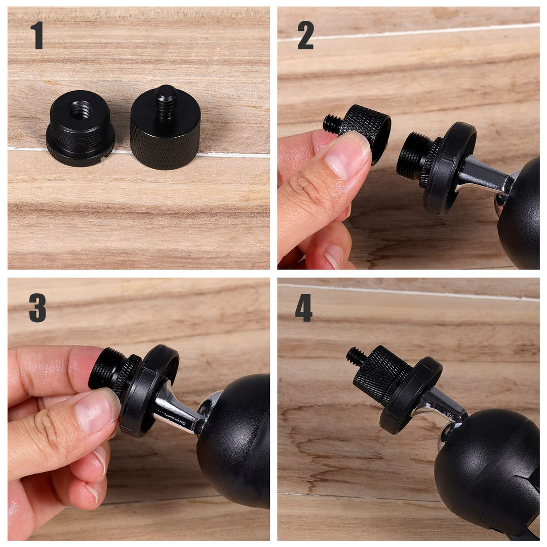 8pcs Micro Thread Adapter, Mic Stand Adapter Thread Adapter, 5/8 Female to 3/8 Male, 3/8 Female to 5/8 Male, 5/8 Female to 1/4 Male and 1/4 Female to 5/8 Male (Black)