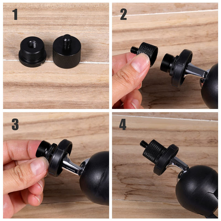 8pcs Micro Thread Adapter, Mic Stand Adapter Thread Adapter, 5/8 Female to 3/8 Male, 3/8 Female to 5/8 Male, 5/8 Female to 1/4 Male and 1/4 Female to 5/8 Male (Black)