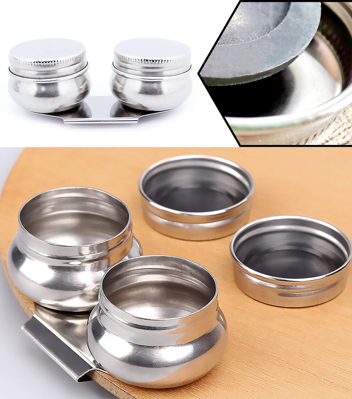 Oil Painting Palette Cup with Lid, Stainless Steel Double Dipper Design, No Leakage, Can Clip on Palette