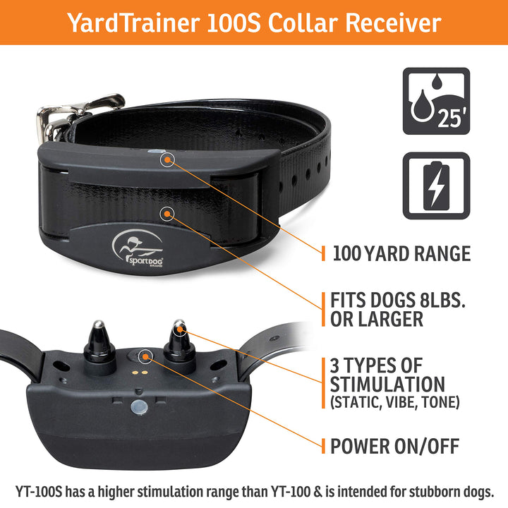 Brand YardTrainer 100 Remote Trainer for Dogs Shock Collar with Remote, Waterproof, Submersible Up to 25 Ft, DryTek Technology, Trainer with Shock, Vibrate, and Tone