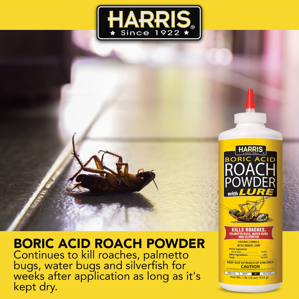 Boric Acid Roach and Silverfish Killer Powder w/Lure for Insects (16oz)