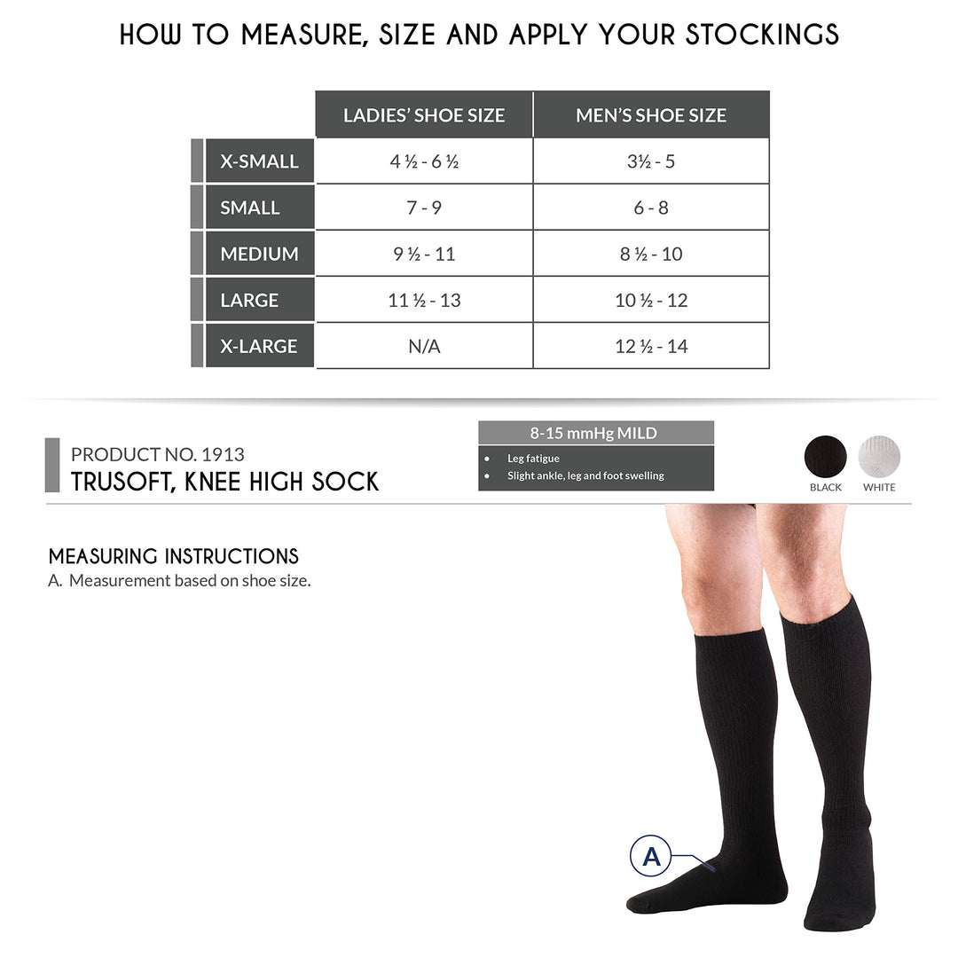Medical Compression Socks for Men and Women, 8-15 mmHg Knee High Over Calf Length, White, Medium