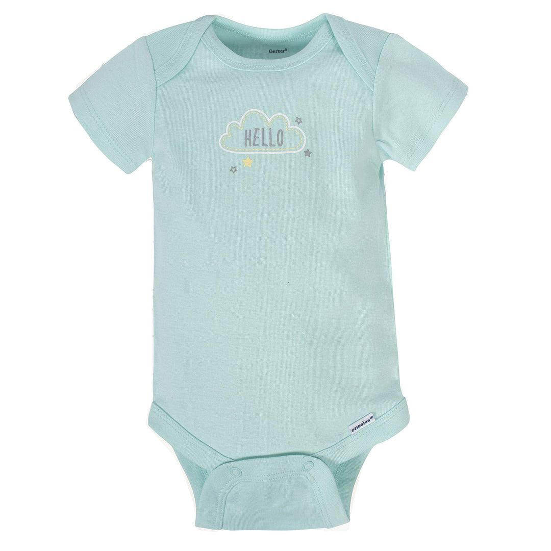 Baby 8-Pack Short Sleeve Onesies Bodysuits, Animals Green, Newborn